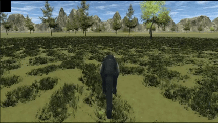 Un macaco navega por un entorno virtual en primera persona controlando su movimiento únicamente mediante actividad cerebral, durante la fase de decodificación en tiempo real del experimento.