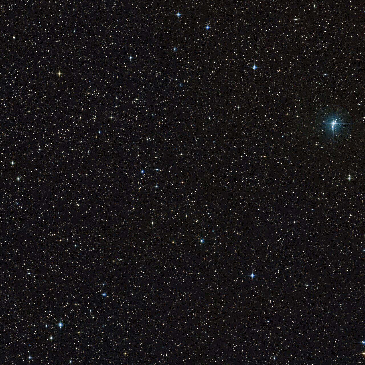 Vista del campo estelar donde se encuentra CD-35 2722, el sistema que alberga una estrella, una enana marrón y el candidato más sólido a primera exoluna detectado hasta ahora.