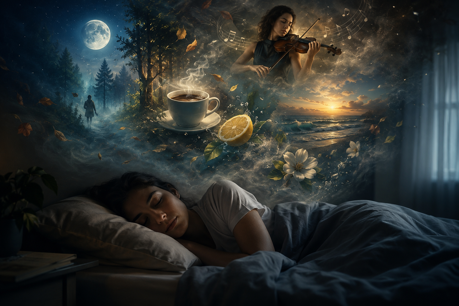 Representación artística de un sueño multisensorial: imágenes, sonidos, olores, sabores y sensaciones pueden aparecer mientras dormimos, incluso en personas con afantasía.
