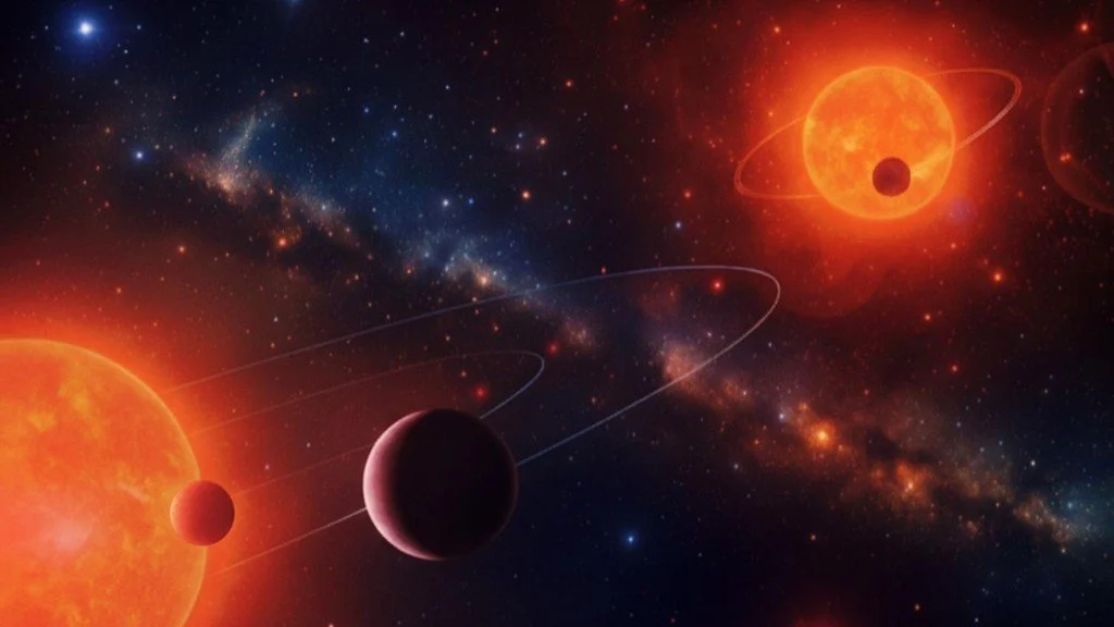 Tres planetas del tamaño de la Tierra orbitan dos diminutas estrellas rojas a solo 22 años luz. El hallazgo del sistema TOI-2267 desafía las teorías sobre la formación de mundos en sistemas con dos soles.