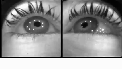 Al aplicar desenfoque al ojo que fija la mirada, ambos ojos convergen hacia dentro como si el objeto se acercara y las pupilas se contraen: una respuesta automática del sistema visual para recuperar el enfoque cercano.