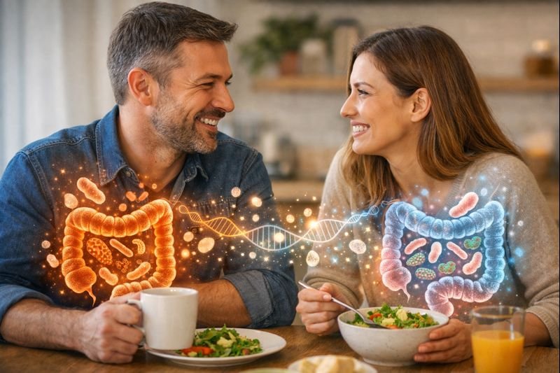Un estudio muestra que los genes de una persona no solo moldean sus propios microbios intestinales, sino también los de quienes viven con ella, a través del intercambio de bacterias y la interacción social.