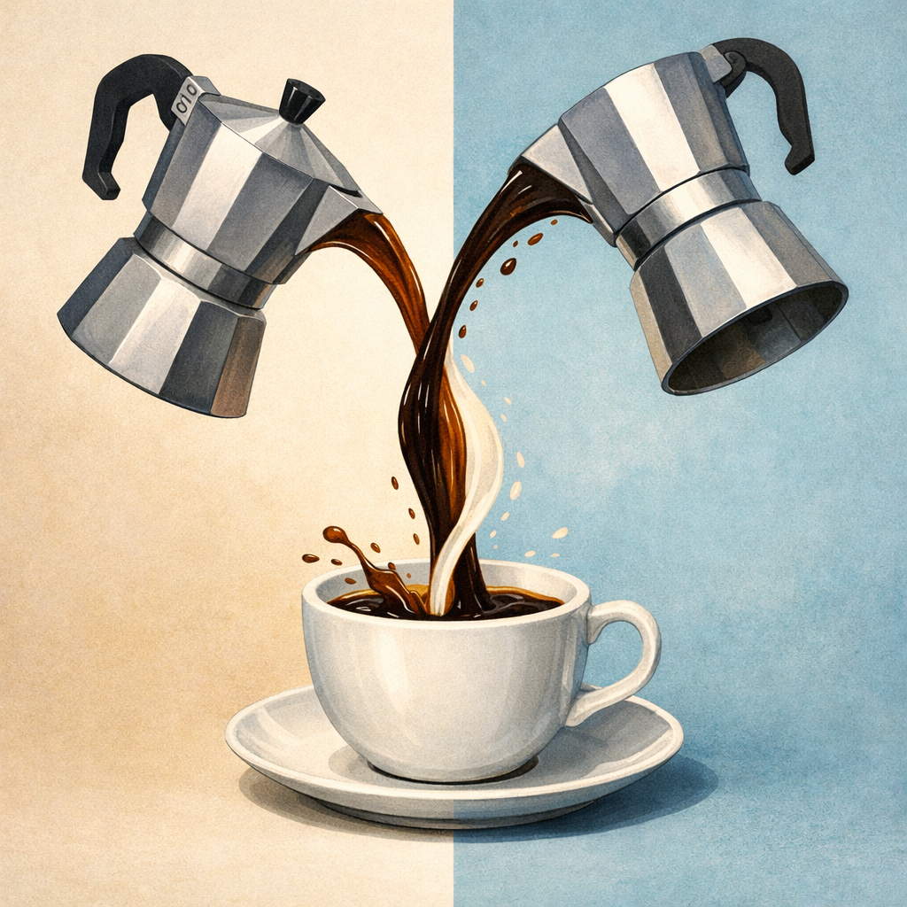 Una taza de café en la que el líquido fluye en dos direcciones a la vez: una metáfora visual del orden causal indefinido, donde en el mundo cuántico los acontecimientos pueden no ocurrir en una secuencia fija.