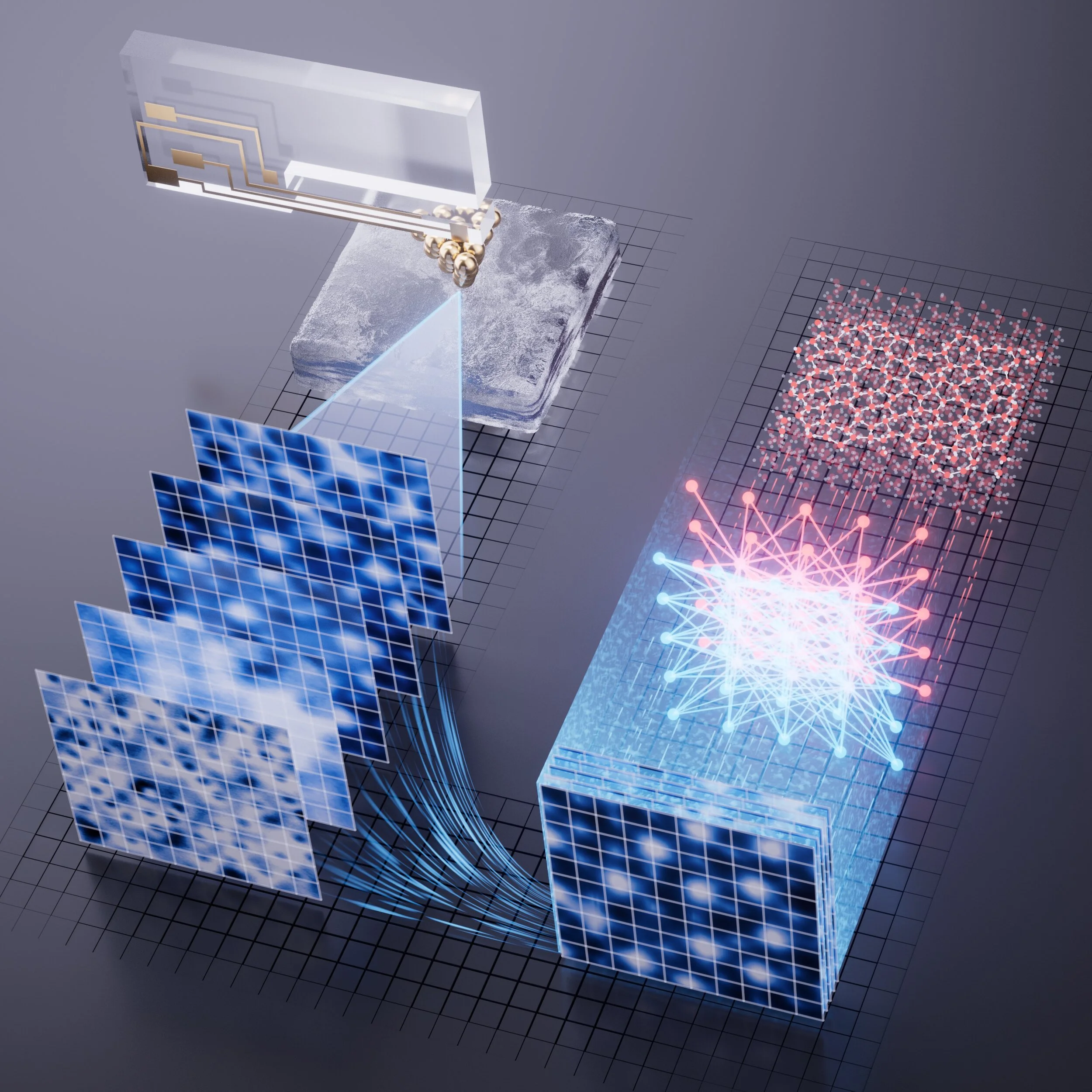 Gracias a una combinación pionera de aprendizaje automático y microscopía de fuerza atómica, investigadores en China han logrado visualizar la estructura molecular de la superficie del hielo en prederretimiento.
