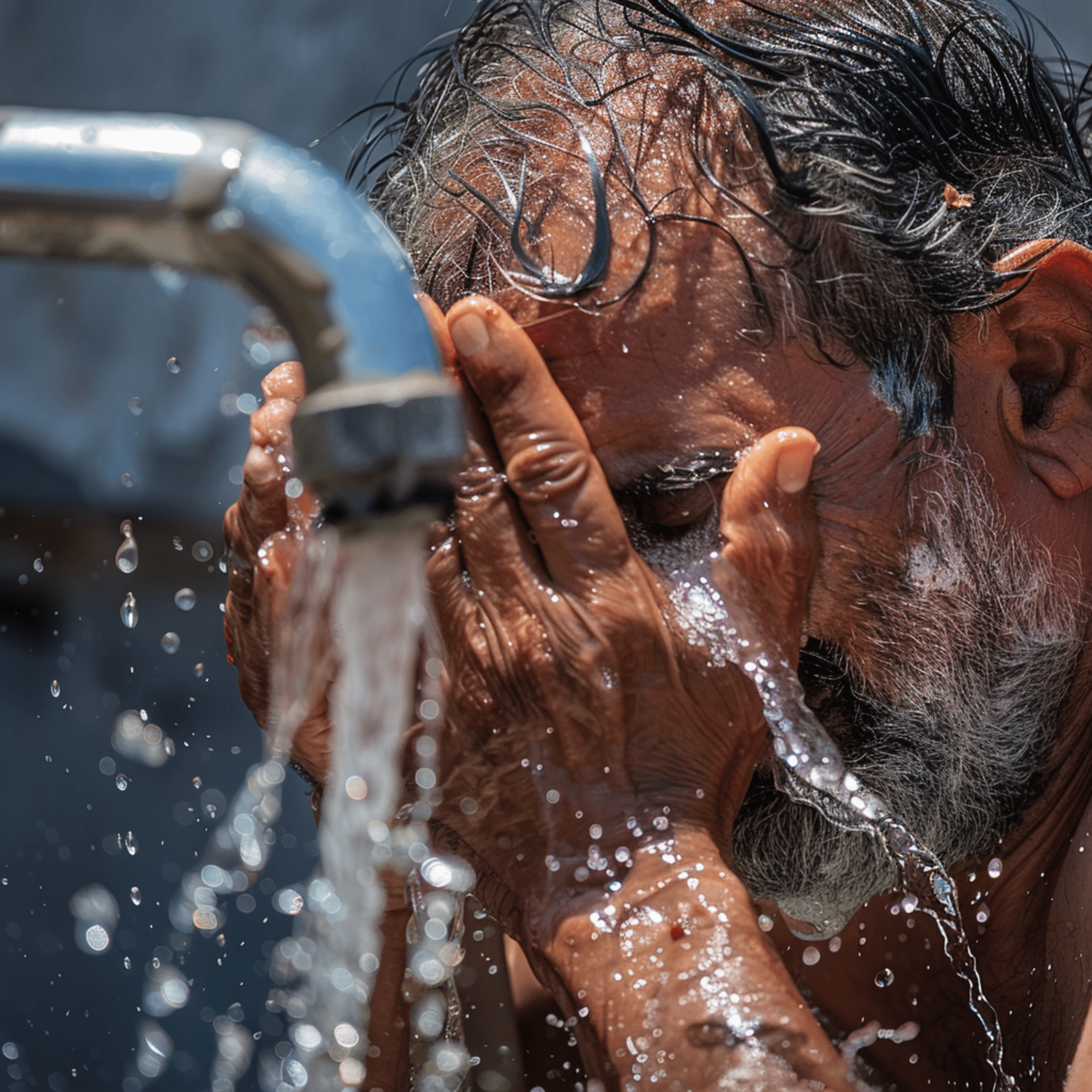 Un hombre se refresca en una fuente en plena ola de calor: los veranos no solo son más largos, sino también más intensos y con mayor acumulación de calor, según advierte la ciencia.