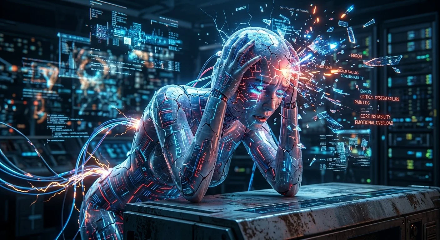 La figura de una IA aparentemente angustiada representa una pregunta que el estudio deja abierta: ¿puede una máquina sentir algo o solo responder como si lo sintiera?