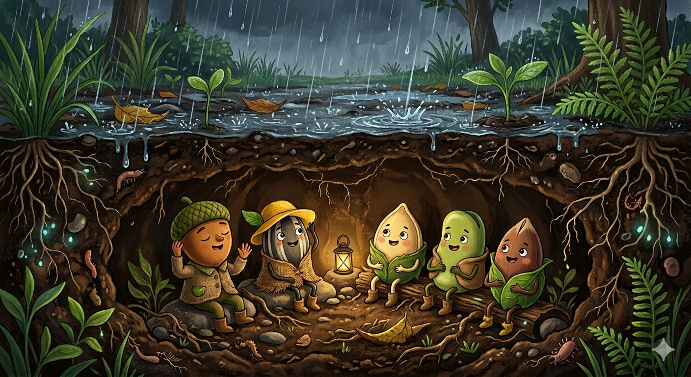 Bajo tierra, las semillas no están inactivas: perciben las vibraciones del entorno, como el sonido de la lluvia, que puede activar sus mecanismos internos y acelerar la germinación, según revela un estudio reciente.