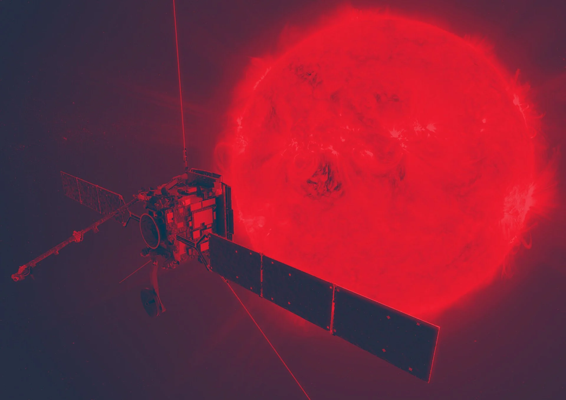 Recreación artística de Solar Orbiter aproximándose al Sol para estudiar la composición y el comportamiento del viento solar en sus regiones de origen.
