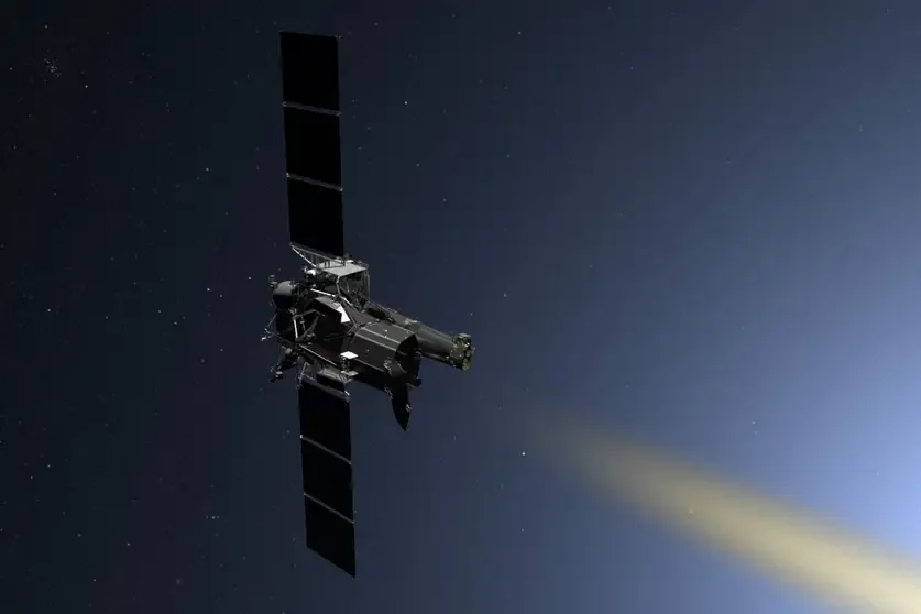 Ilustración artística de la misión espacial Spektr-RG, que transporta el telescopio de rayos X eROSITA, responsable del descubrimiento de la galaxia Seyfert HE 1237−2252.