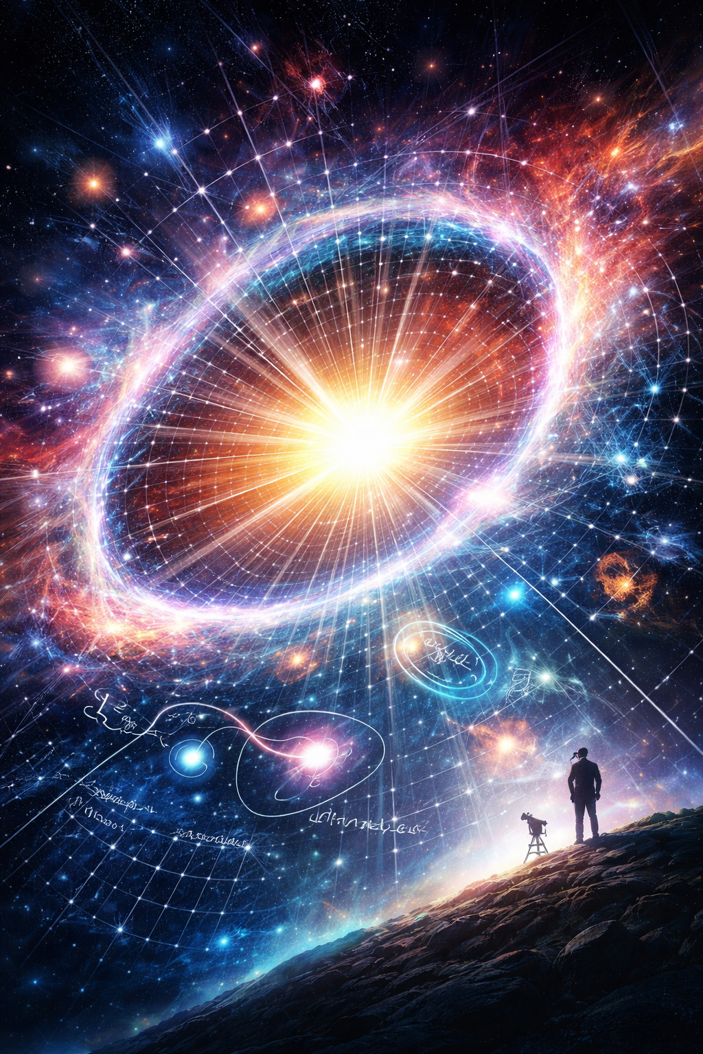 Ilustración conceptual del universo primitivo: la expansión tras el Big Bang podría surgir de forma natural de una teoría cuántica de la gravedad, sin necesidad de añadir nuevos elementos.