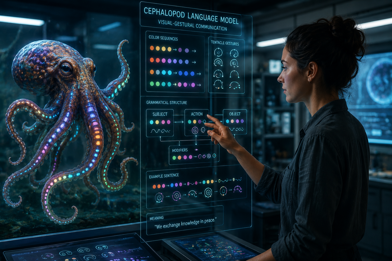 Uno de los experimentos más sorprendentes del estudio consistió en crear un idioma para una especie extraterrestre de cefalópodos inteligentes.
