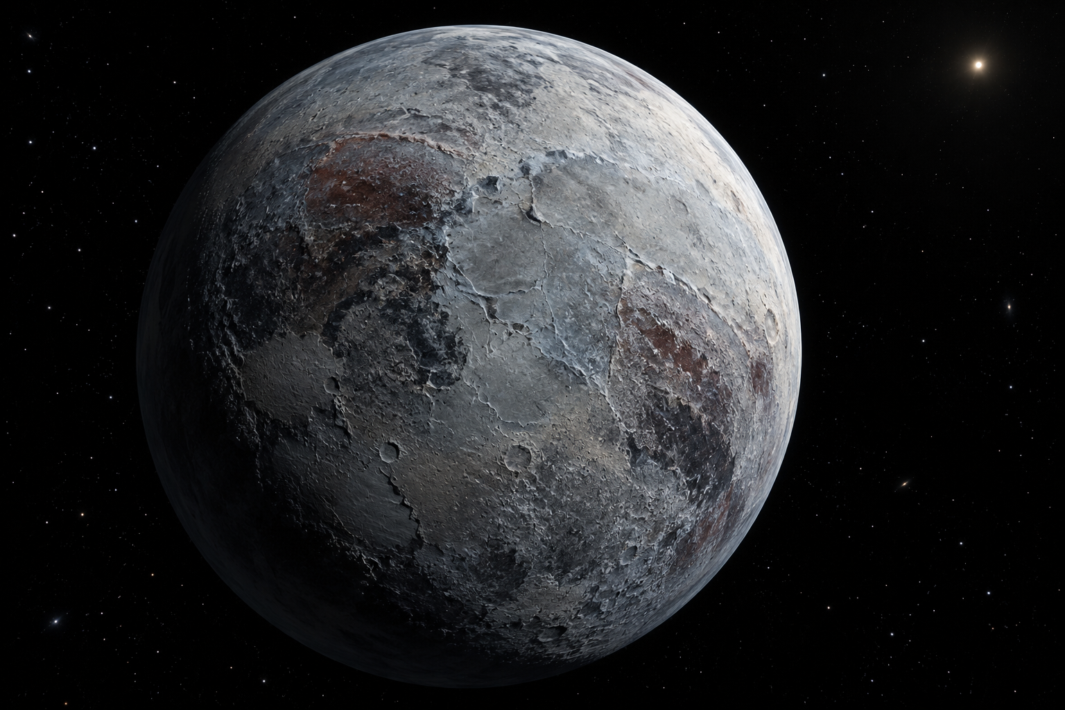 Recreación artística de cómo podría ser 2026 ED138, el nuevo candidato a planeta enano descubierto por el Observatorio Vera C. Rubin a casi 7.000 millones de kilómetros del Sol.