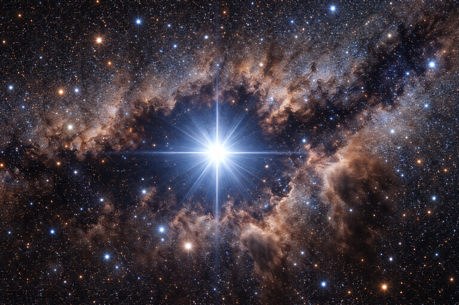 Recreación artística de SDSS J0715-7334, la estrella más prístina conocida, situada a unos 80.000 años luz de la Tierra y con menos del 0,005% de los metales del Sol, un vestigio casi intacto de las primeras generaciones estelares tras el big bang.