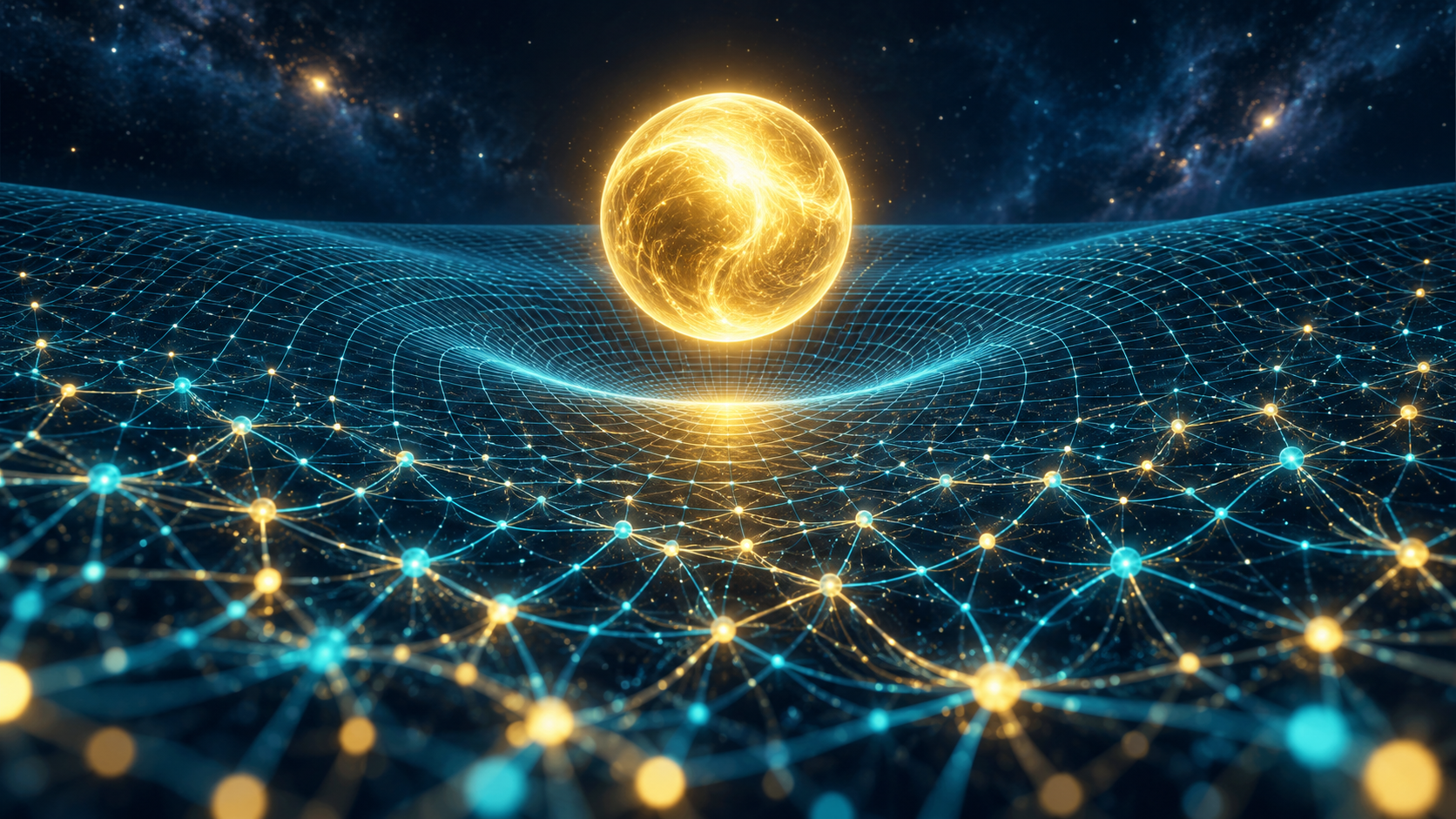 Ilustración conceptual del vínculo entre gravedad e información cuántica. Un estudio conecta información, energía y curvatura del espacio-tiempo para recuperar, bajo ciertas hipótesis, las ecuaciones semiclásicas de Einstein.