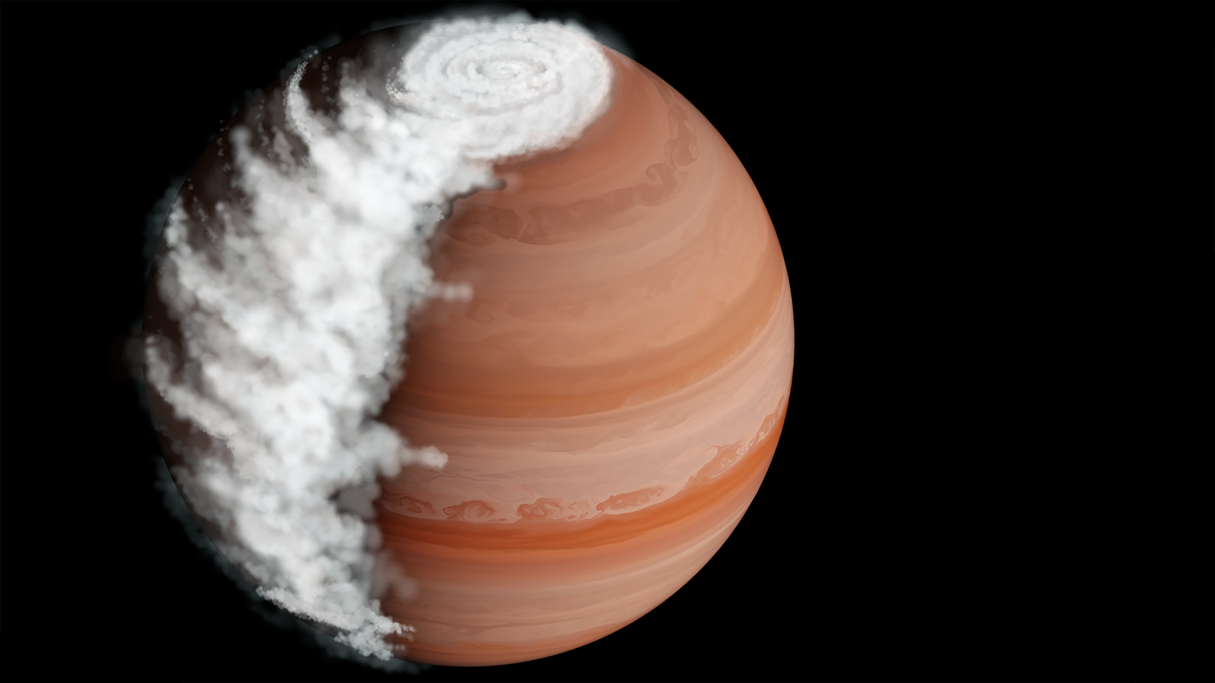Representación artística de WASP-94A b, un gigante gaseoso situado en la constelación de Microscopium.