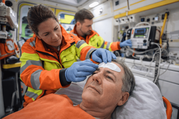 Atención de emergencia a un paciente con sospecha de ictus, una lesión cerebral causada por la interrupción o alteración del flujo sanguíneo.