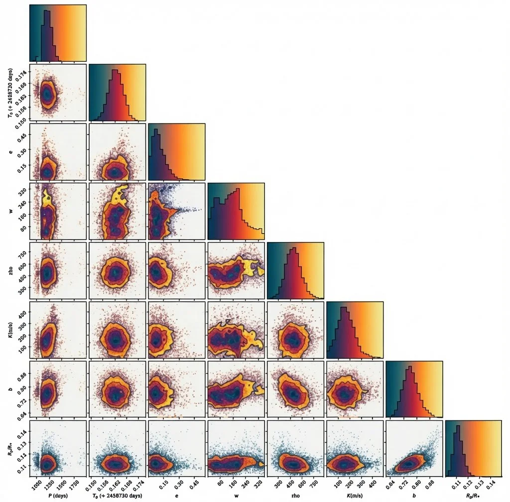Distribución estadística de los parámetros obtenidos al combinar las observaciones de los telescopios espaciales TESS y Las Cumbres Observatory (LCO) con las medidas de velocidad radial del espectrógrafo SOPHIE.