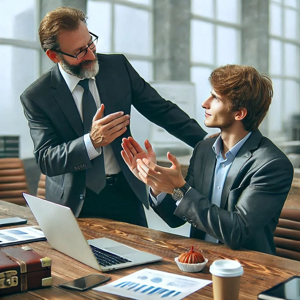 La felicitación por parte de un compañero por un trabajo bien hecho nos inspira a fortalecer los vínculos con él, sobre todo si el reconocimiento viene acompañado de una sonrisa.