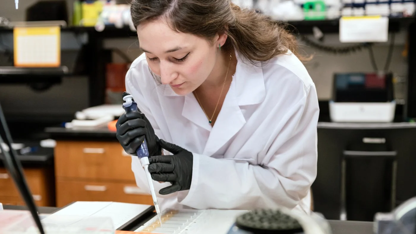 La investigadora Zholudeva trabaja en el laboratorio donde su equipo desarrolla neuronas humanas derivadas de células madre con el objetivo de reconstruir los circuitos dañados de la médula espinal.