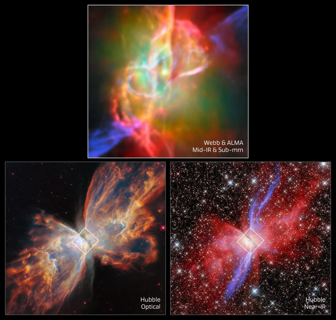 La nebulosa de la Mariposa, situada a unos 3400 años luz de distancia en la constelación de Escorpio, es una de las nebulosas planetarias mejor estudiadas de nuestra galaxia.