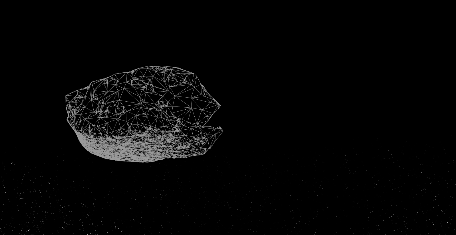 Modelo 3D de la muestra DOM 08006,106, una primitiva condrita carbonácea CO3.00 recogida en la cordillera Dominion, en la Antártida, durante la campaña ANSMET de 2008.
