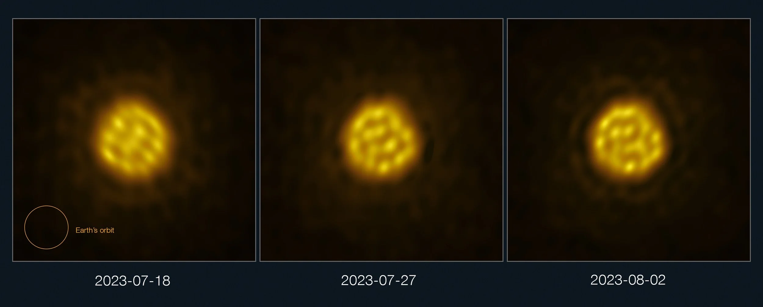 Un equipo de astrónomos ha captado el movimiento del gas burbujeante en la superficie de la estrella gigante R Doradus gracias a observaciones realizadas en 2023 con ALMA.