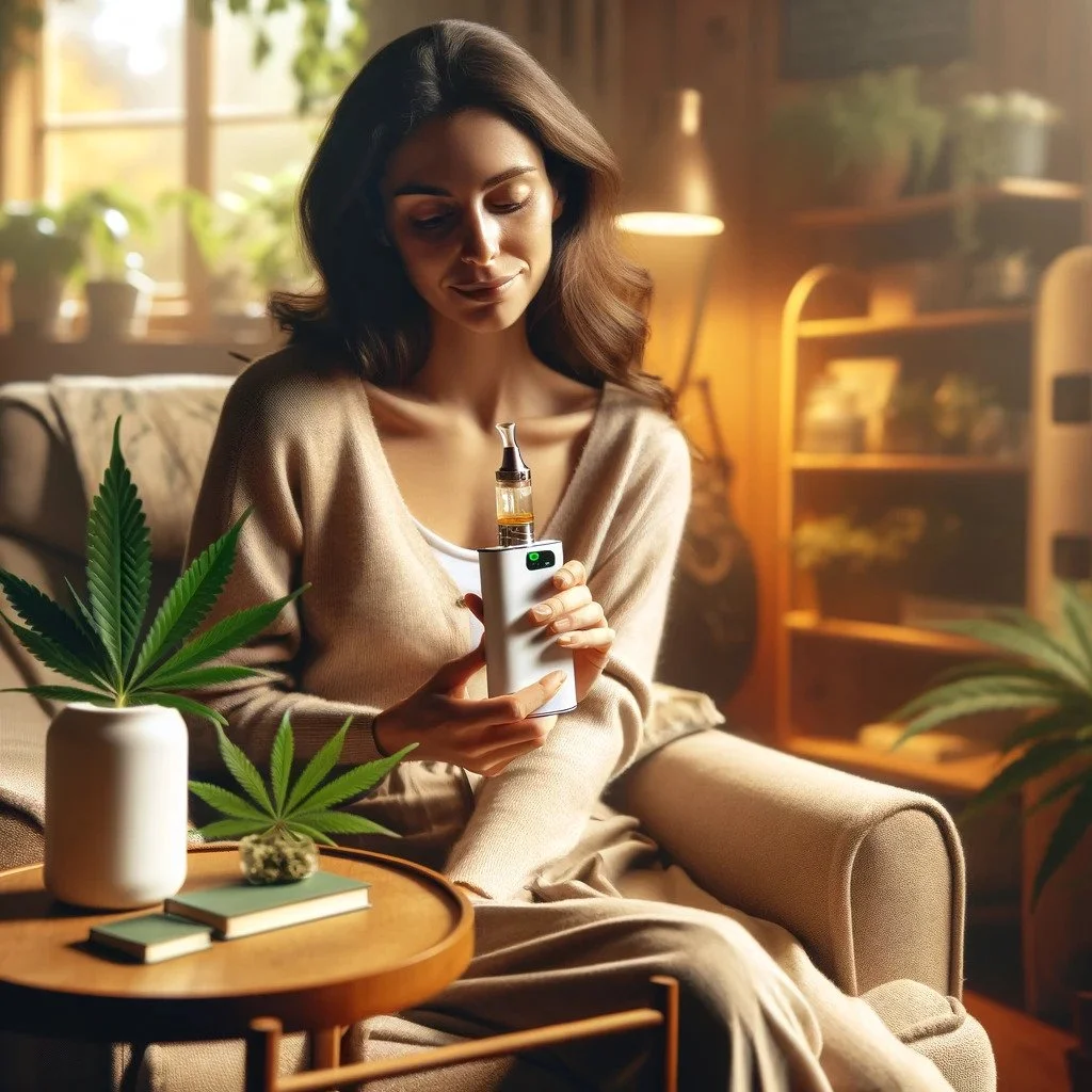 Una mujer usa cannabis medicinal.