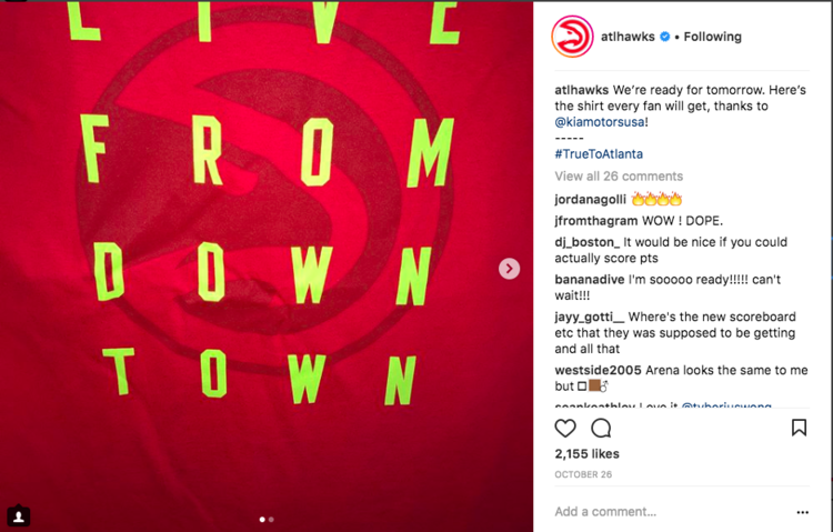 Highly coveted branded t-shirts were given out at home games through a sponsorship with Kia