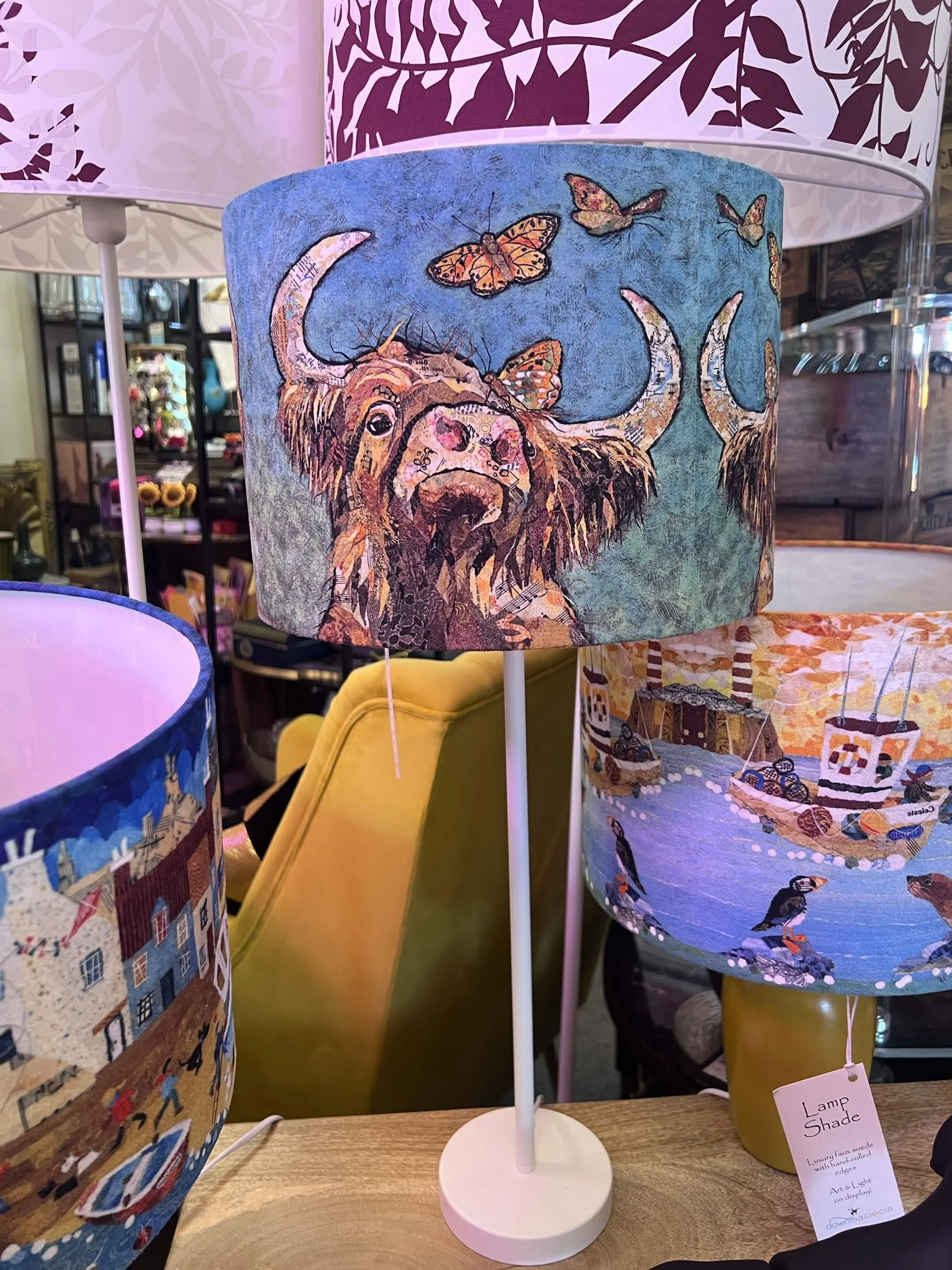 Tall Lamp with Dawn Maciocia Shade - Highland Cow