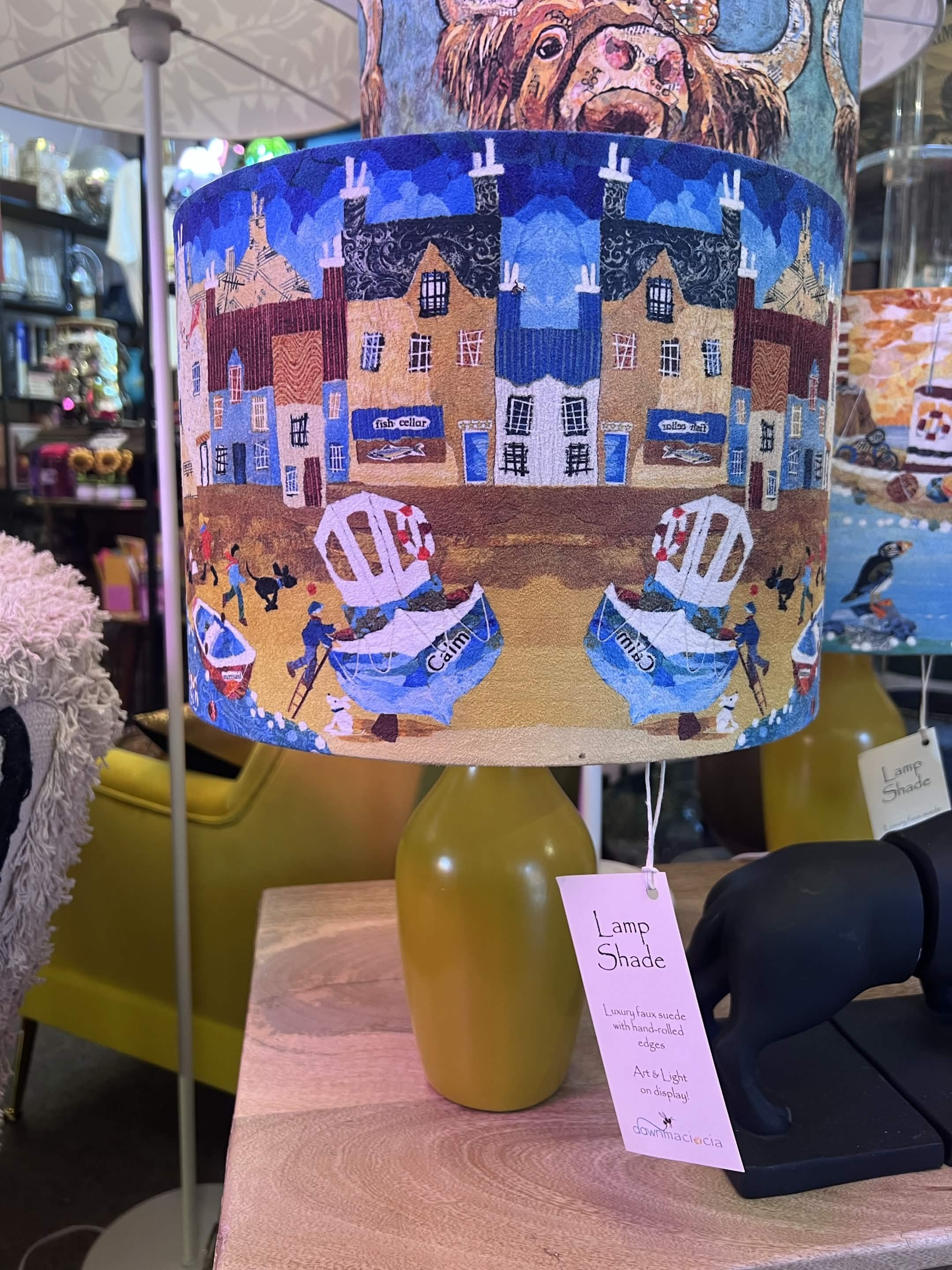 Lamp with Dawn Maciocia Shade - Seaside Town - Blue Sky