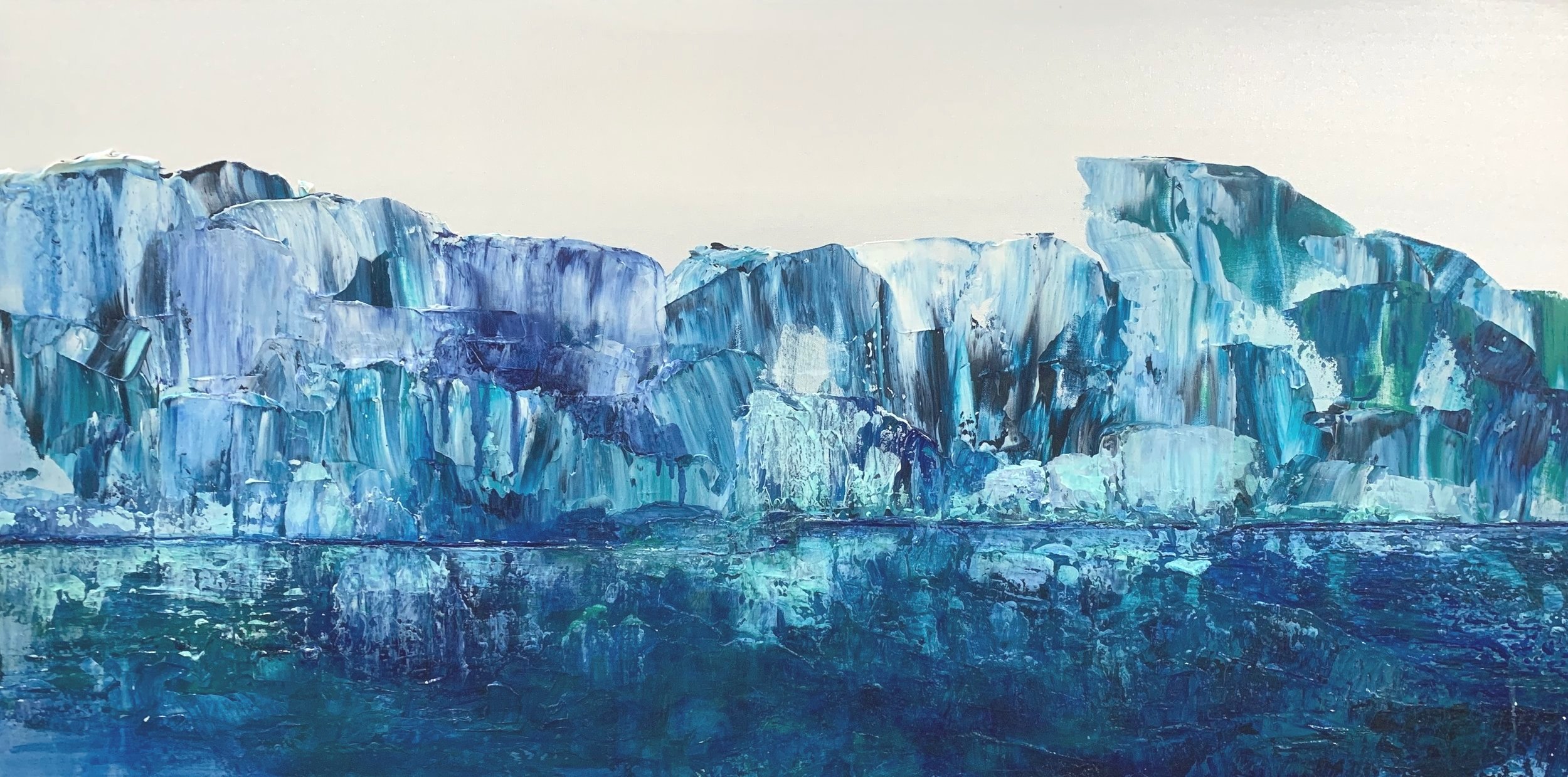 ANTARCTICA V (2023) Acrylics, texture paste, pouring fluid on canvas. 60 x 120cm Original NFS.