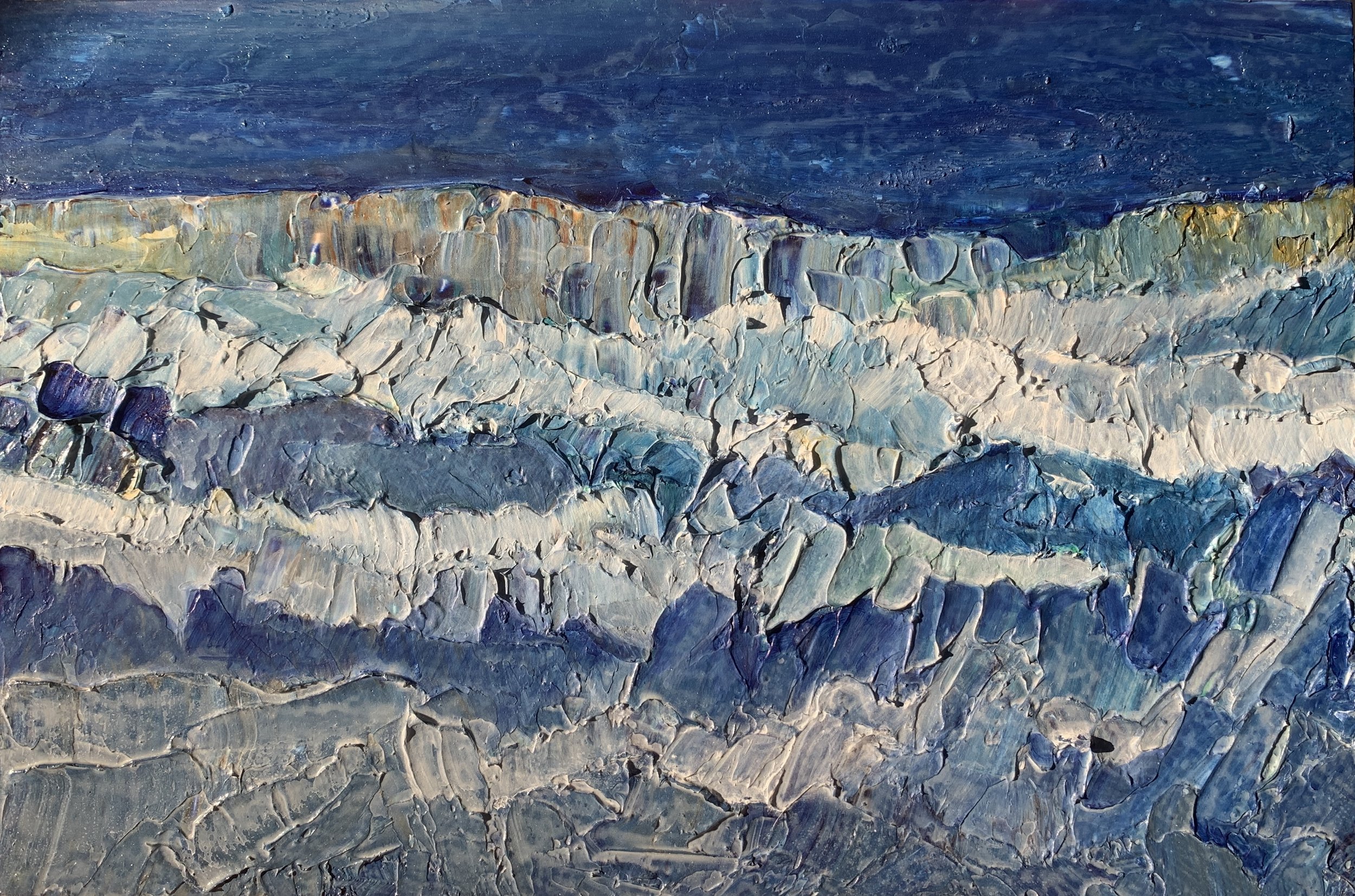ODE TO VAN GOGH (2023) Acrylic paint, texture paste, gloss vanish on board. 30cm x 45cm NFS. Framed prints available.