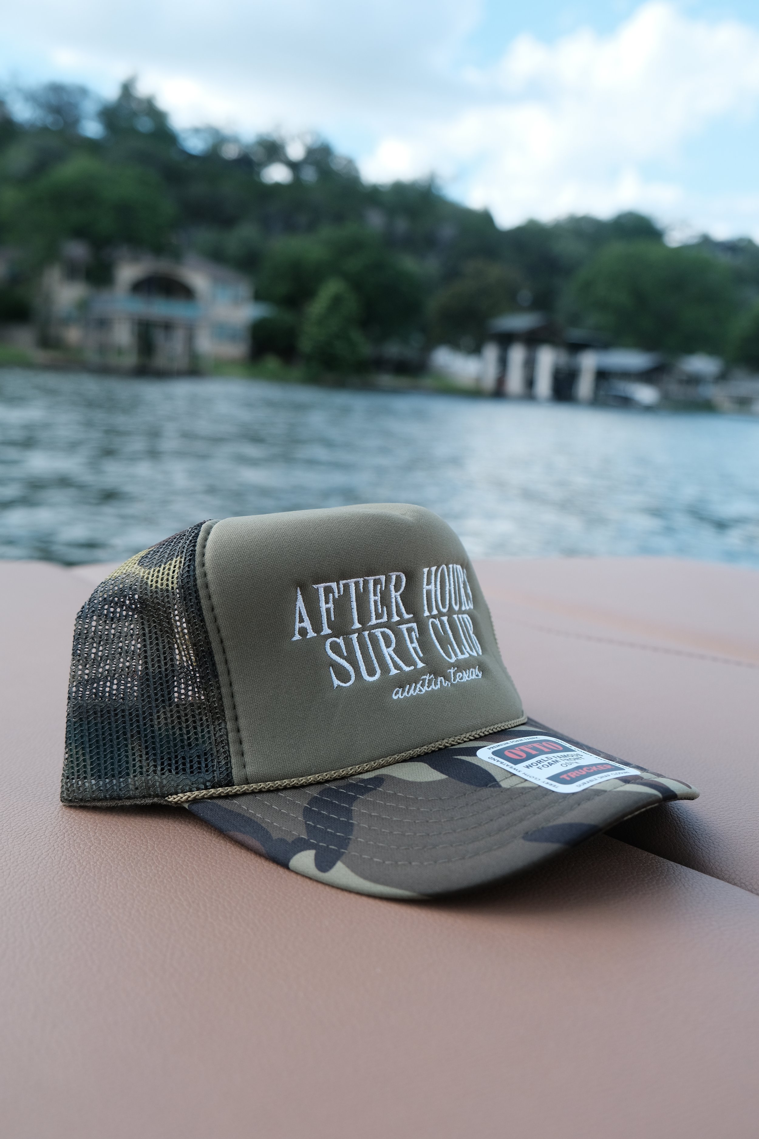 after hours surf club trucker in camo
