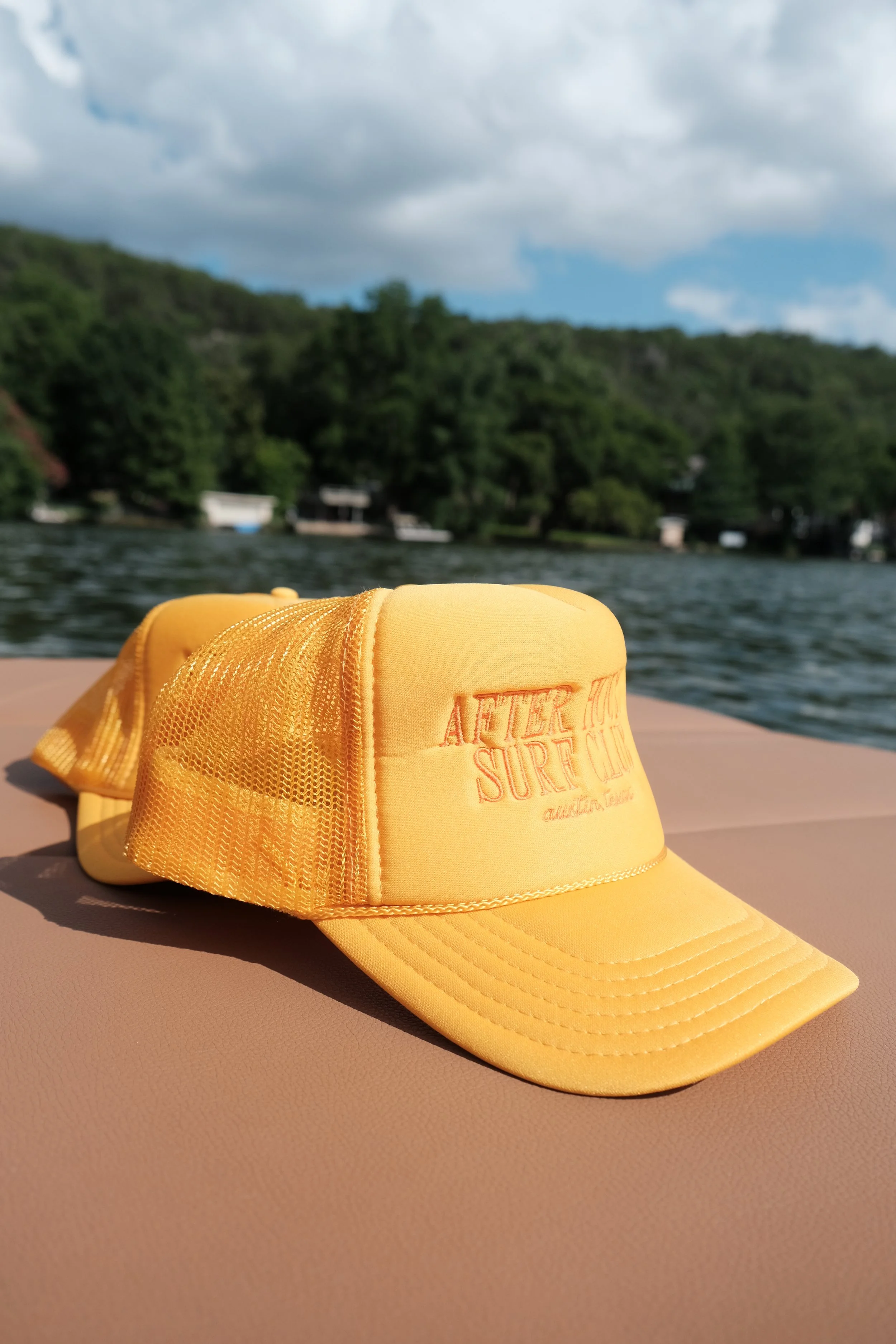 after hours surf club trucker hat in golden