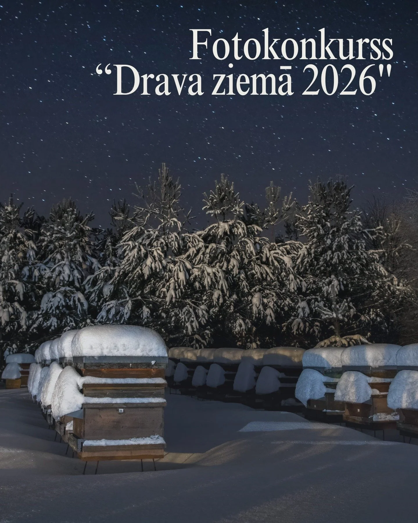 Ziema un sniegs ir klāt, tas nozīmē tikai vienu &ndash; klāt tradicionālais fotokonkurss "Drava ziemā"! 🐝❄️

Aicinām ikvienu iemūžināt skaistus ziemas skatus ar bi&scaron;u stropiem un dravām. 📸

Pieteikumu iesūtī&scaron;ana līdz pat 2026