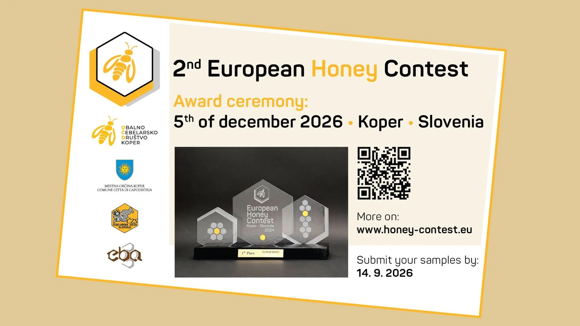 Aicinām biškopjus piedalīties “European Honey Contest”