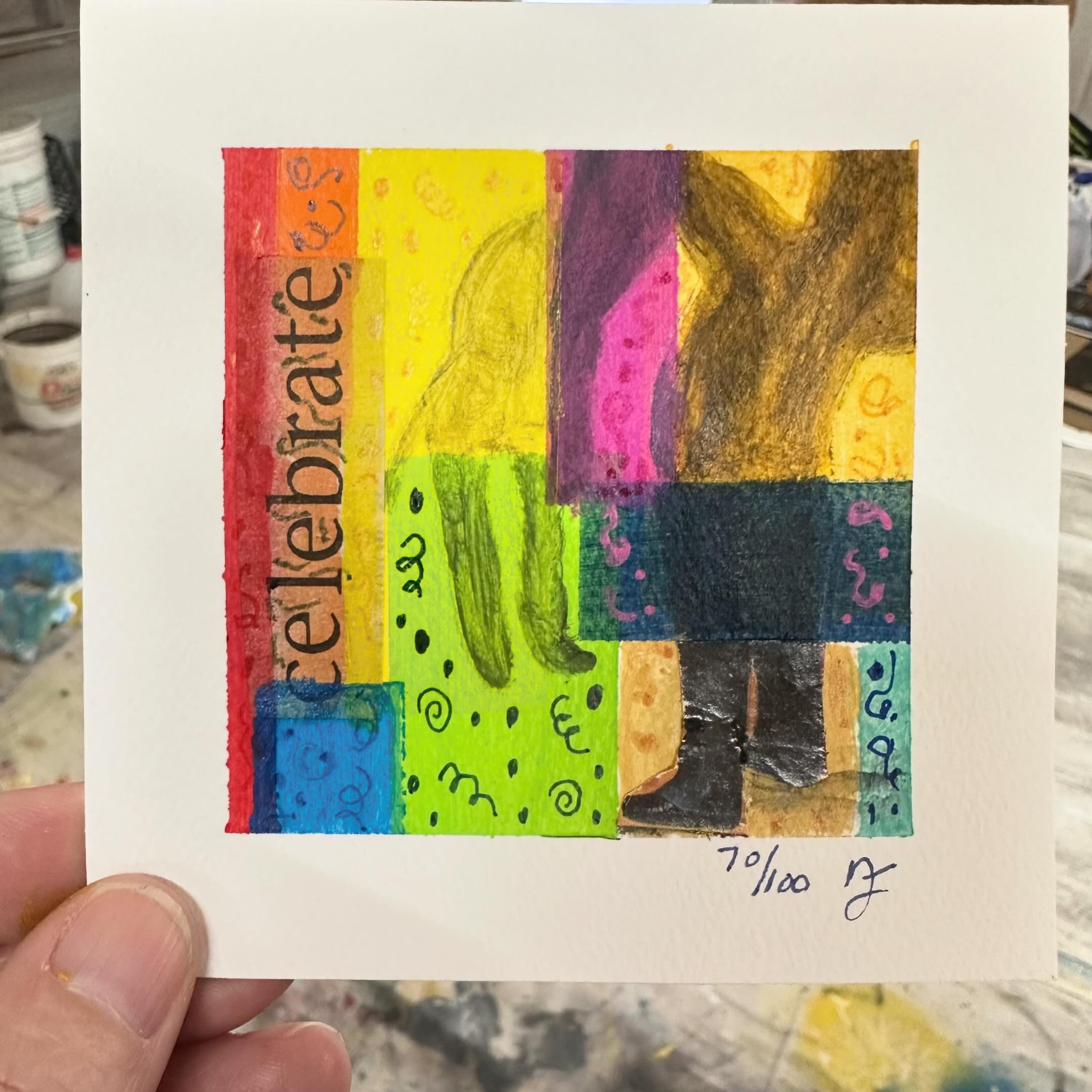 #the100dayproject Day 70 this one is kinda a different one - my son Logan works at Recycle of Mecosta - today he brought home some post cards and wanted me to incorporate them in my 100 day project.  The were all based around New Orleans - I was havi