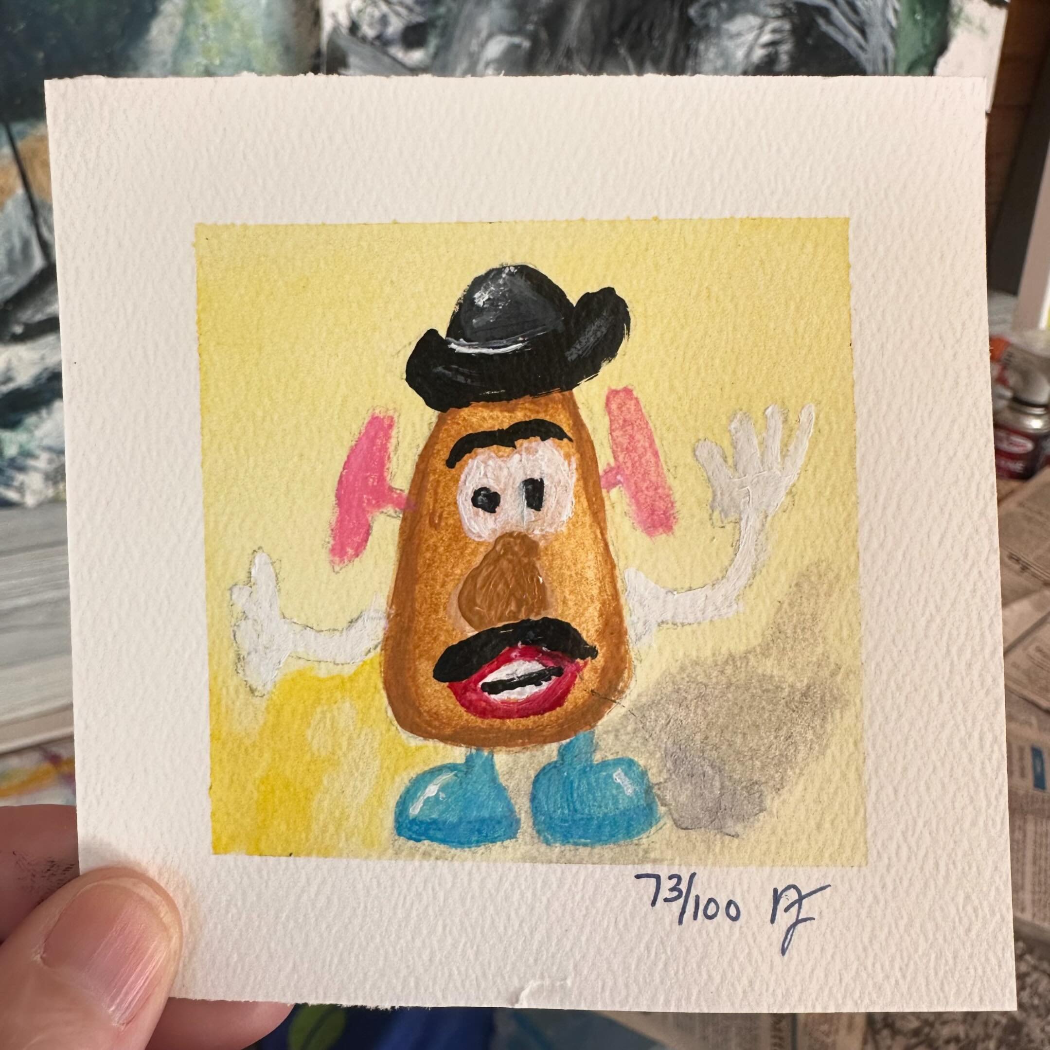 #the100dayproject Day 73! Sticking with the national day theme - today is National Mr Potato Head Day (along with National Bubble Tea - that I was going to do) but I couldn&rsquo;t pass up Mr Potato Head! 😁👃🥸
.
.
#nikkijorgensen #mrpotatohead #nat