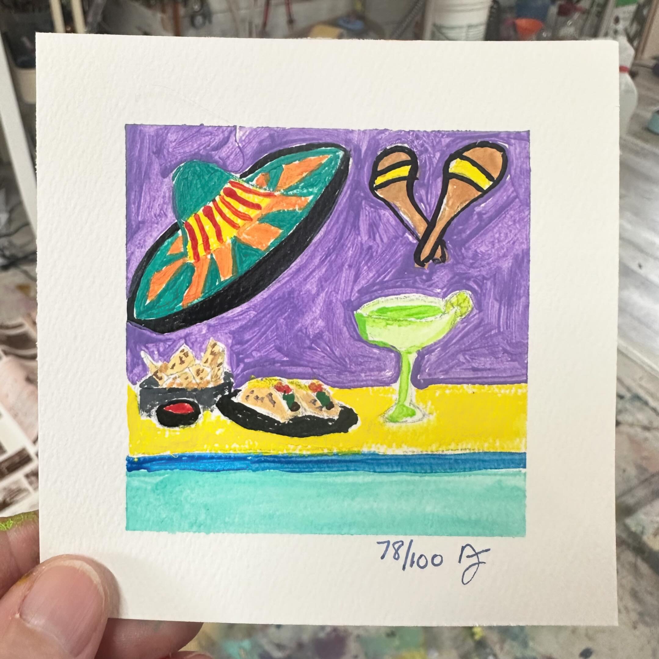 #the100dayproject Day 78! Happy Cinco de Mayo!!! We had enchiladas today did you have anything to celebrate!!! 
.
.
#cincodemayo #artist #nikkijorgensen #art #miniart #createeveryday #tacos #create #paint
