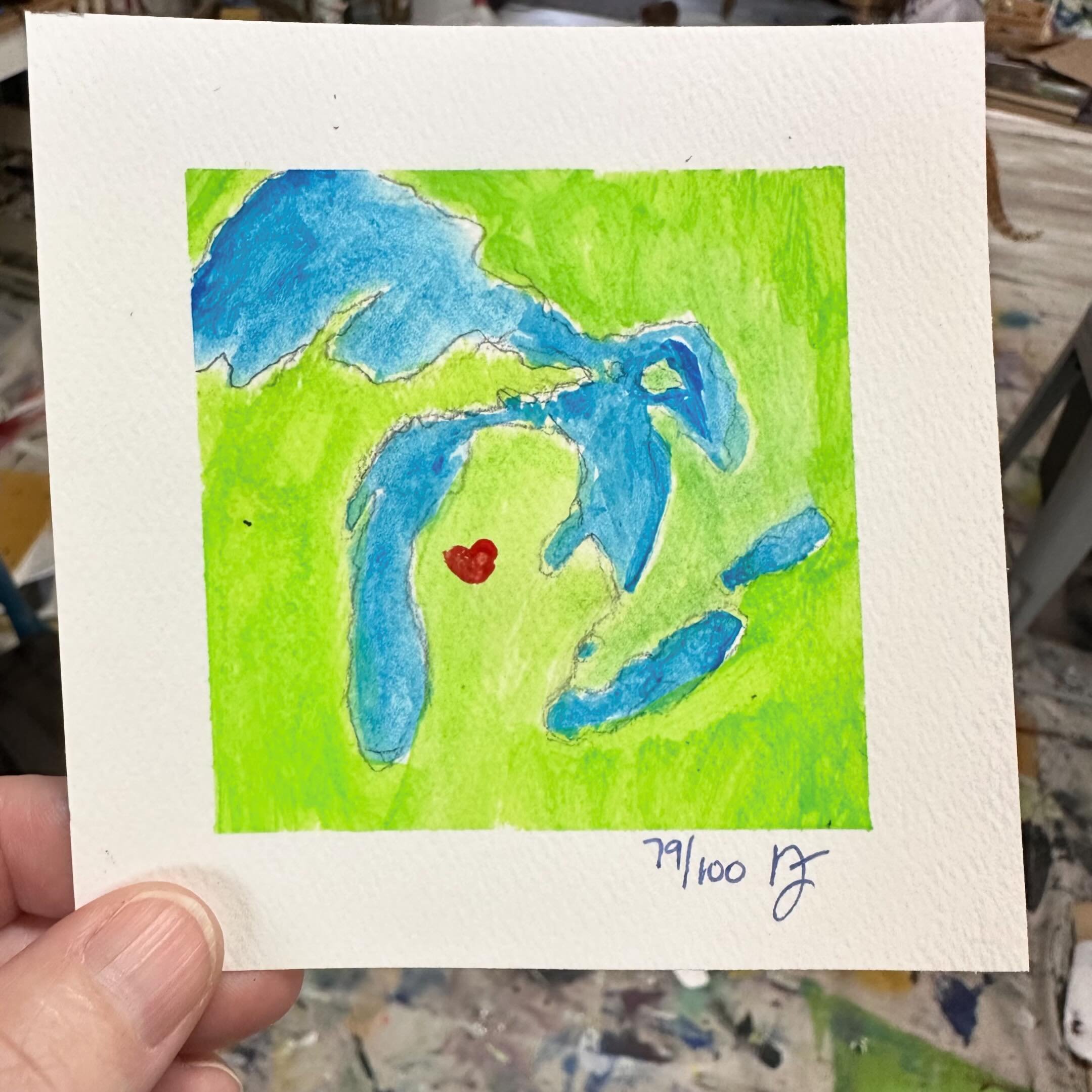 #the100dayproject Day 79! Not too much imagination here - today is Great Lakes Awareness Day 
.
.
#greatlakes #michigan #artist #art #miniart #createeveryday #create #paint #painteveryday