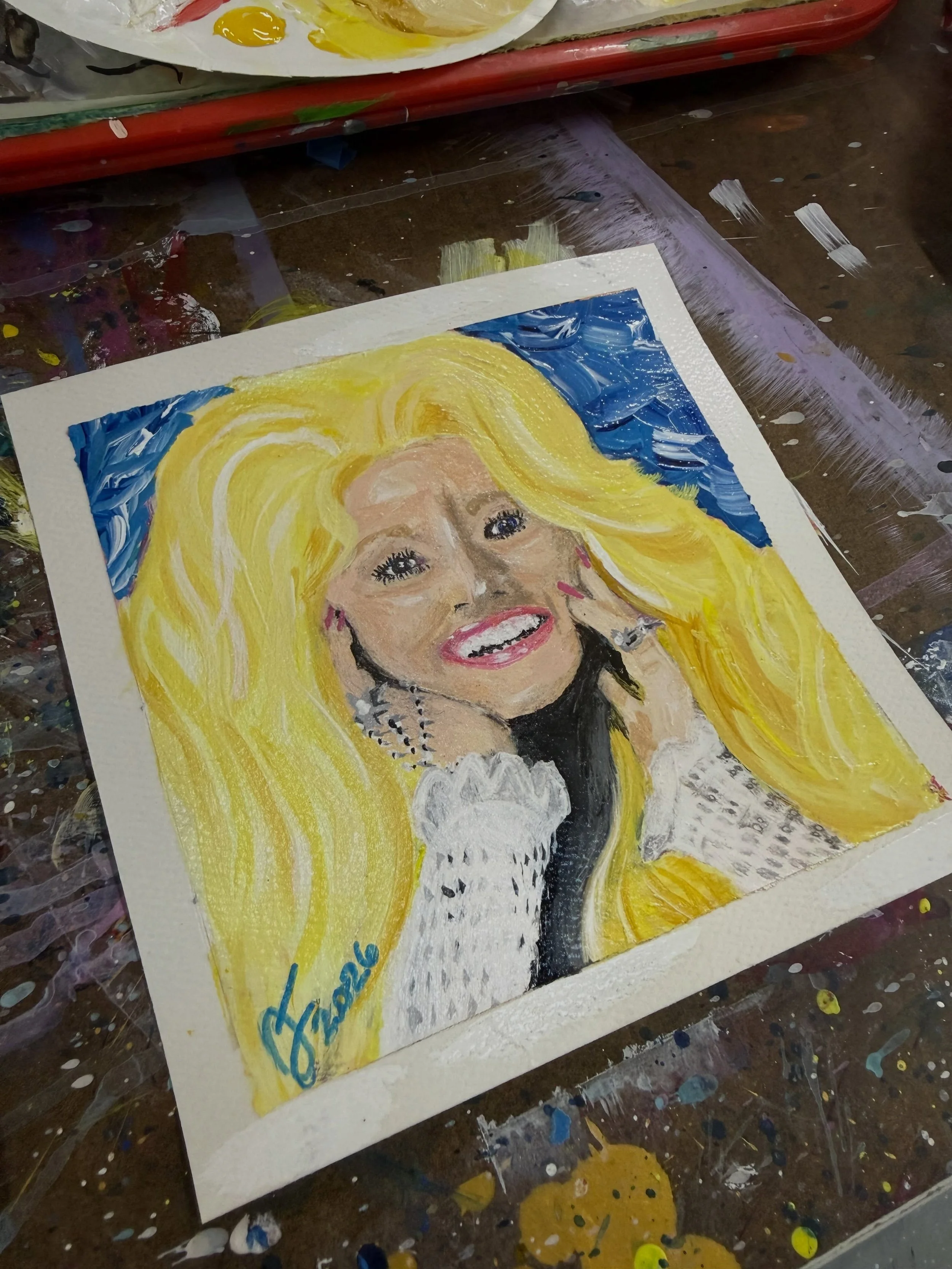 Day 2 of posting 100 mini works for sale. 

September 27th &ldquo;Dolly&rdquo; (6&rdquo;x6&rdquo;)

Starting at $10 comment below your bids (only on instagram) Bidding closes tomorrow (Sept 28th) at 11:59 pm est - the highest bidder will win and be c