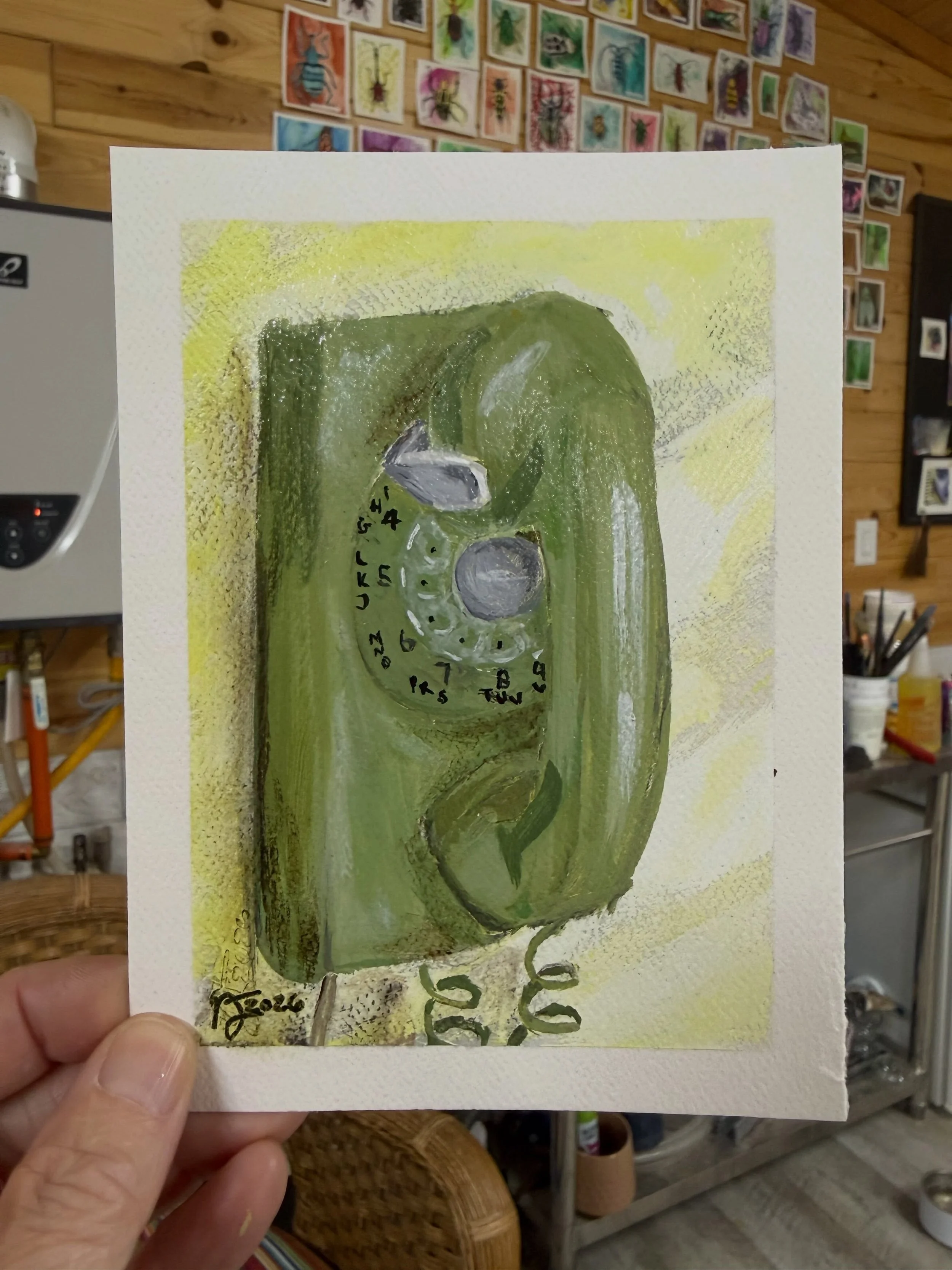 Post 3 of 100 minis artworks for auction 

October 1st, 2026 - &lsquo;Call your Mother&rsquo; (4.5&rdquo;x6&rdquo;) 

Today, as I gathered my things to leave the coffee shop I was taking my ear buds out when; I overheard a line from a conversation.  