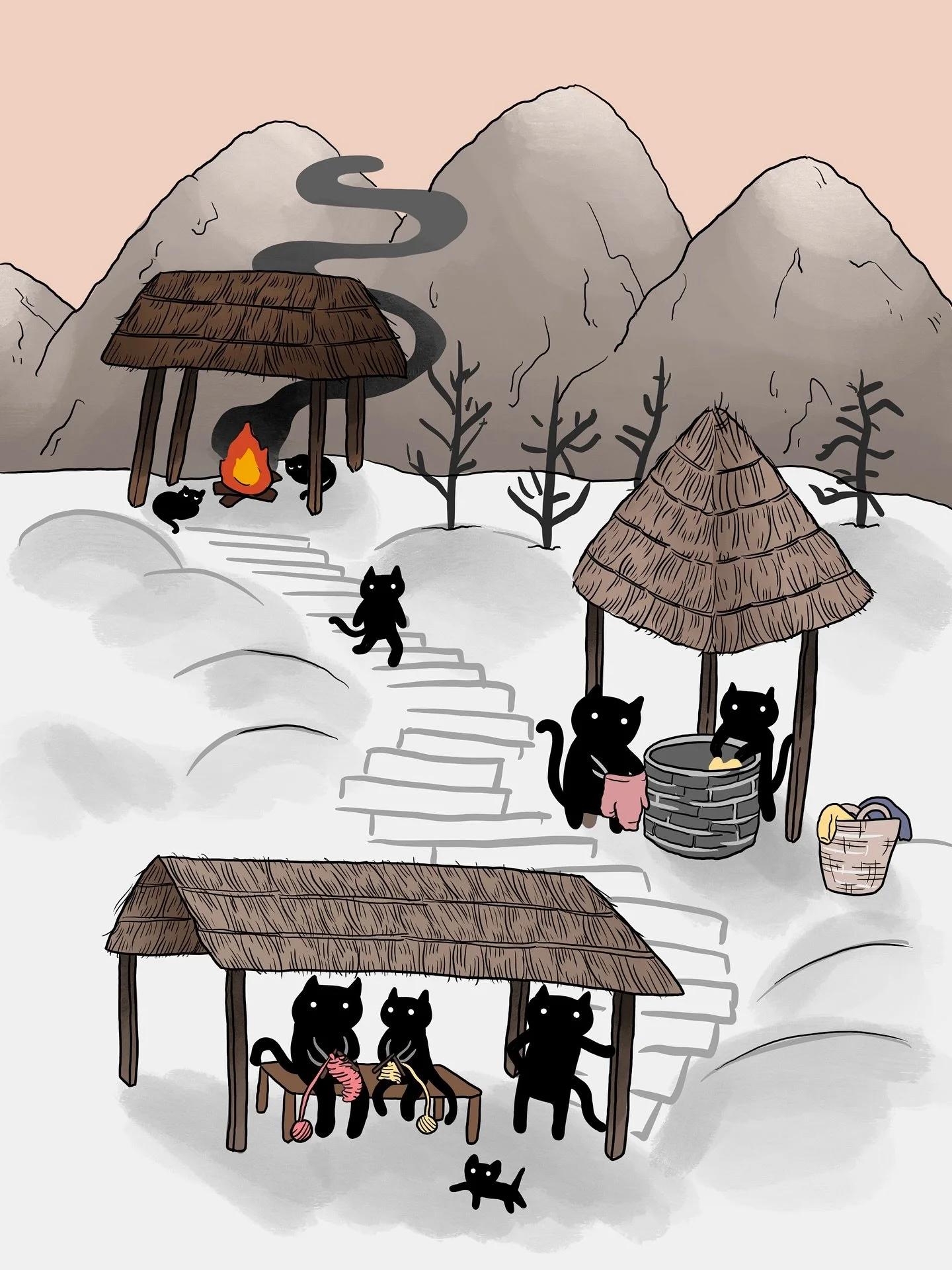 the old korean cat village i drew a few weeks ago when i missed my train at penn lol… swipe for timelapse!! πΊπ½
#procreate #digitaldrawing #cats