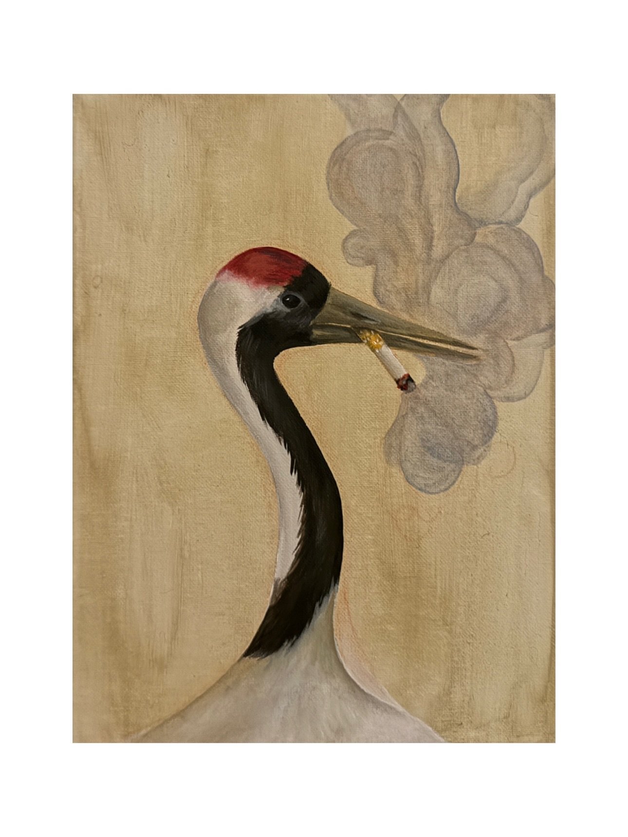 crane on her break (2026) - acrylics on canvas, 9x12
+ other moments &amp; things I&rsquo;ve made recently :) 
including but not limited to:

&bull; burnie the housewarming fire ❤️&zwj;🔥🪵
&bull; fresh laptop case thanks to new designs/stickers @the