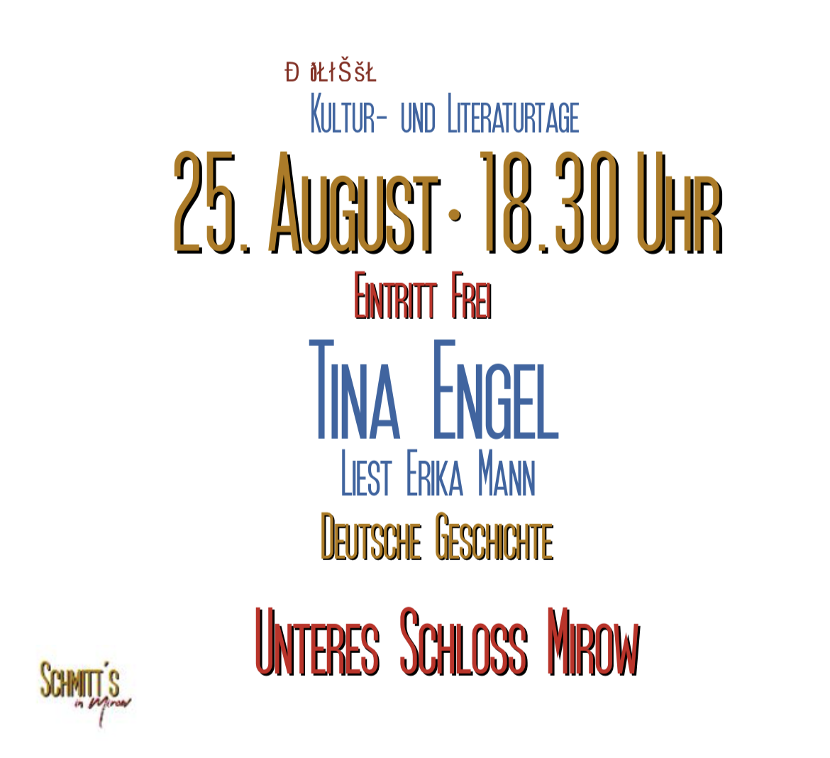 “Erika Mann - Deutsche Geschichte” – Lesung am 25.08.26