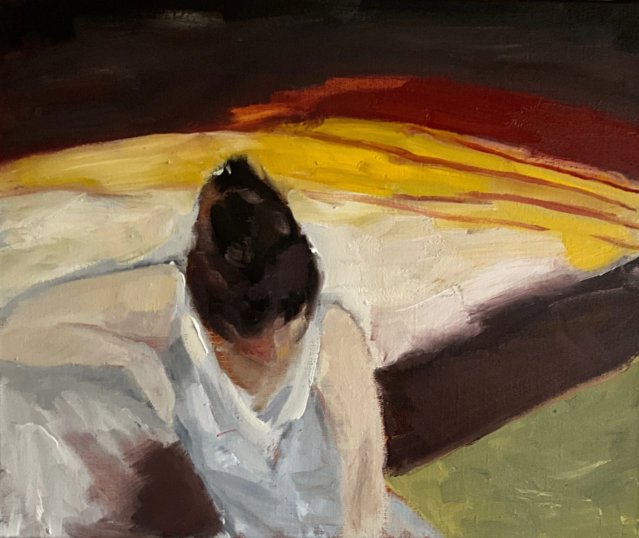 "Lektüre", Öl auf Leinwand, 45 x 55 cm, 2026