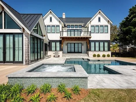 A recent sound front project in Southern Shores NC. With @marmirostones marble coping and paver stones, @lunadabaytile glass tiles and @pebbletec slate blue plaster this place looks incredible. You&rsquo;d be hard pressed to find a better place on th