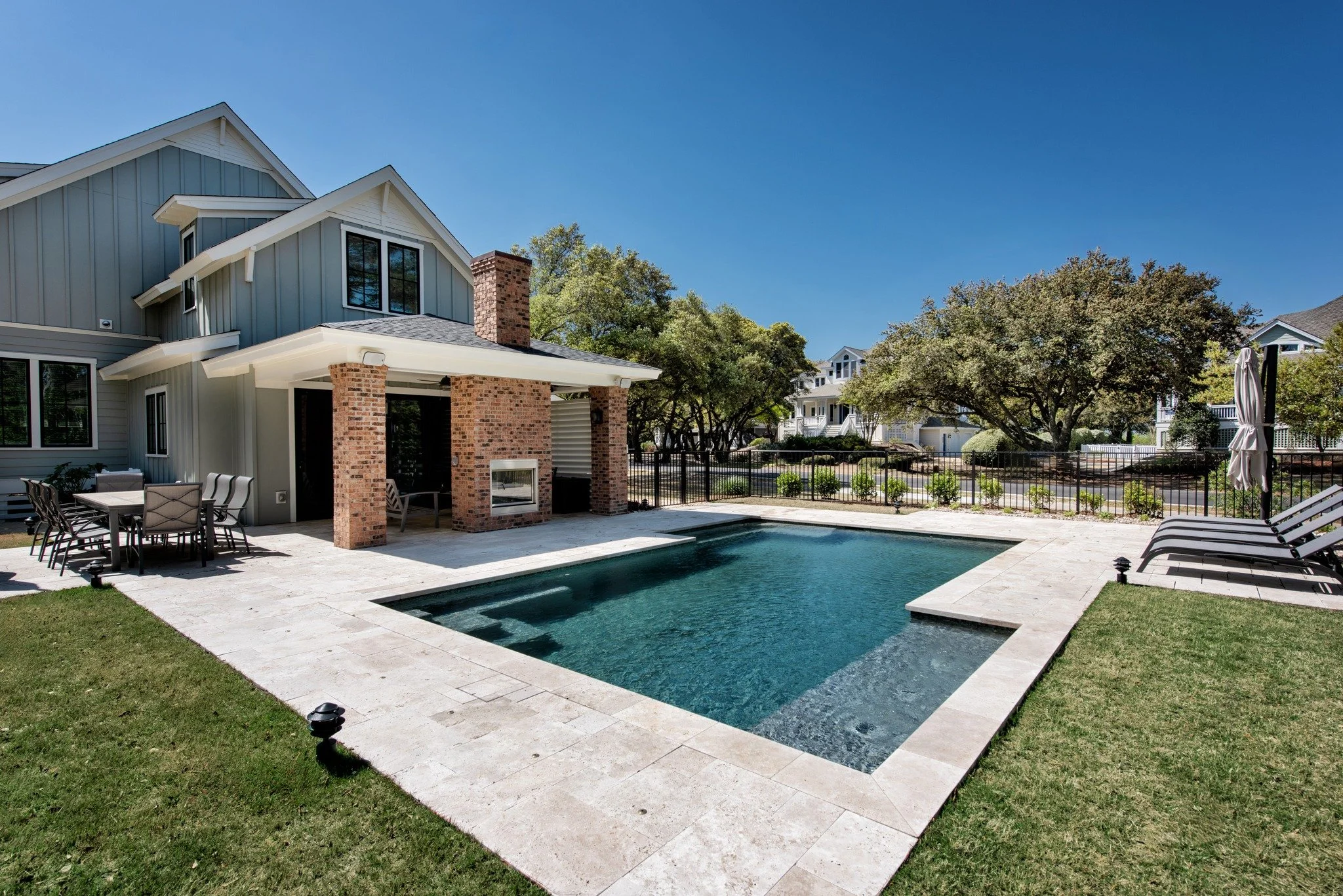 Another beautiful pool completed here on the Outer Banks 🏊

From the tile and pavers to the @pebbletec  plaster and ColorLogic lighting, every detail was chosen to bring this space to life. Behind the scenes, this pool is powered by @haywardpoolprod