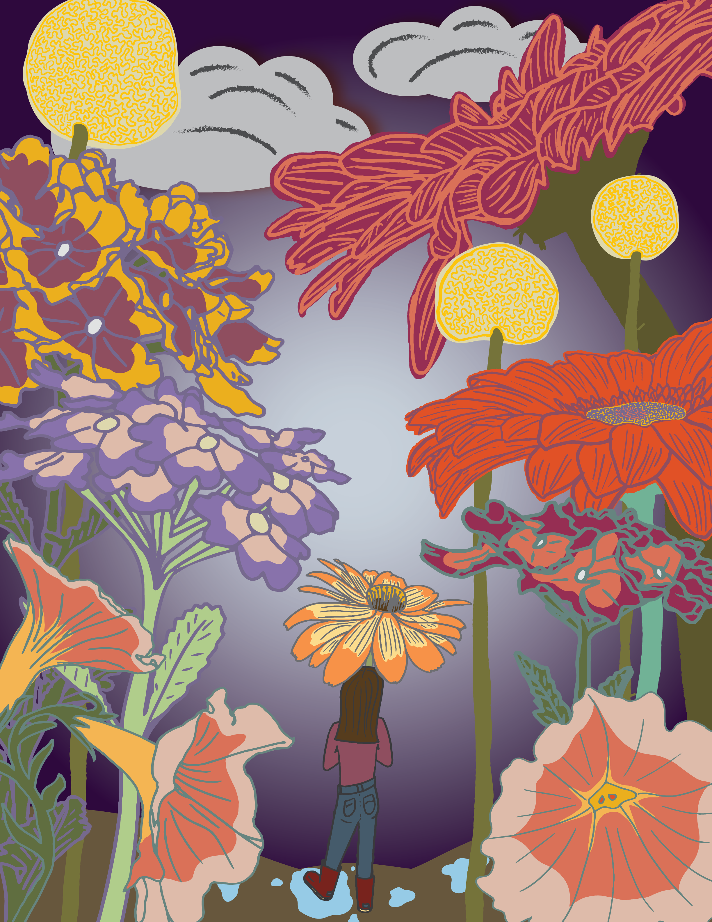 Girl in a Flower Forest full color