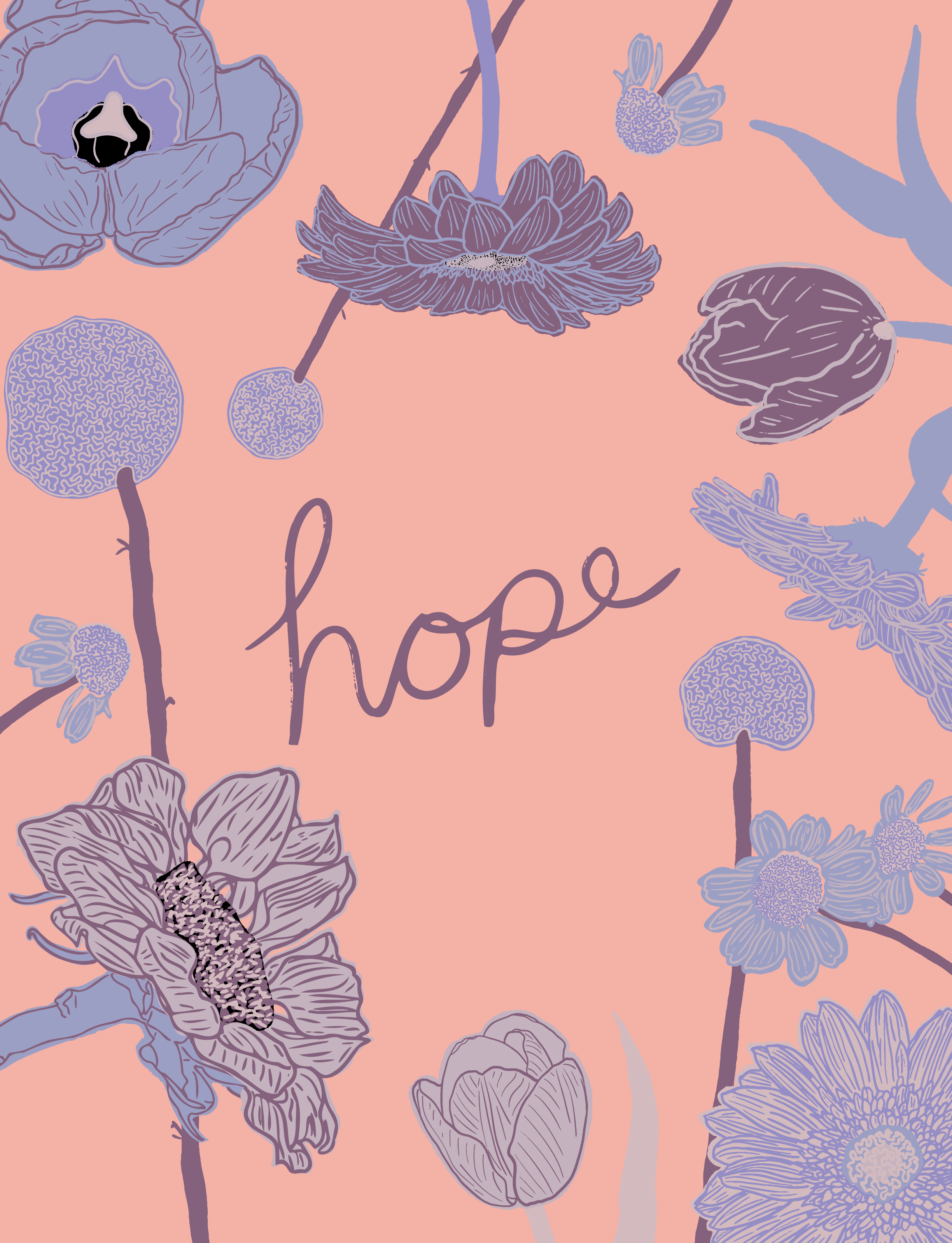 Hope Blooming (purple on peach)